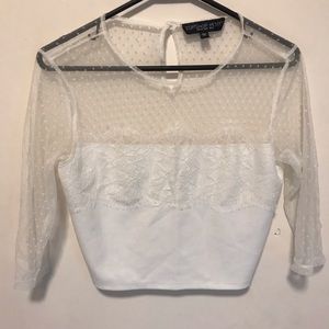 Sheer Lacey Cropped Elbow Length Top